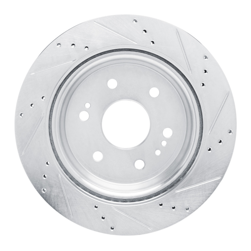Cadillac Escalade ESV Brake Rotor (1) - Rear Left - R1 Concepts - Drilled & Slotted - Silver - `19-`25